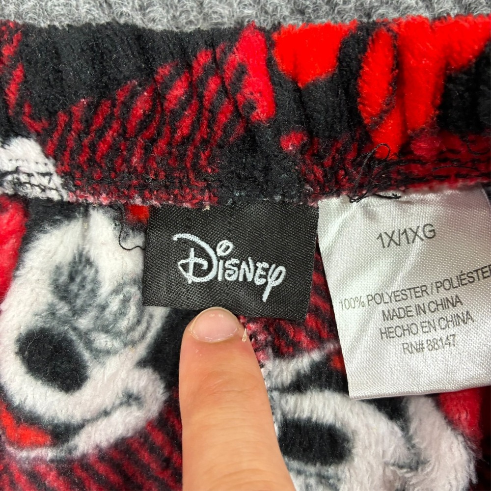 Disney Mickey Minnie Pajama Pants Womens Size 1X Red Black Plush Fleece Plaid - Picture 4 of 9